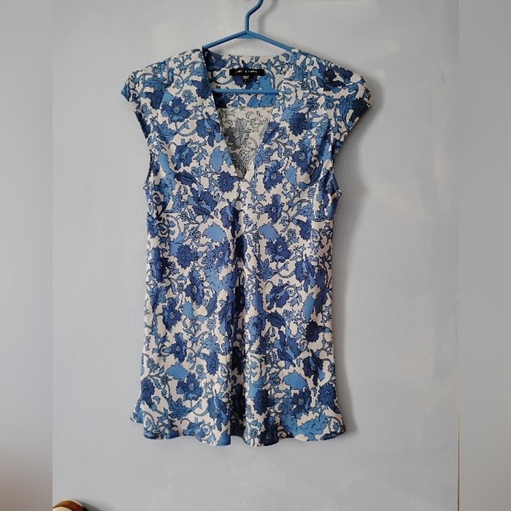 Judith & Charles Blue + White Silk Blouse 4